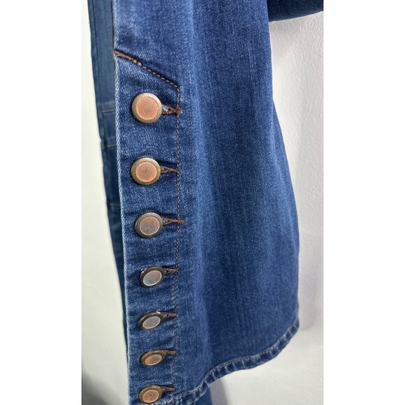 Free People Y2K Mid Rise Button Hem Jeans Women’s 26 Retro 2000s Flare VTG - Picture 4 of 12